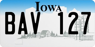 IA license plate BAV127