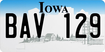 IA license plate BAV129