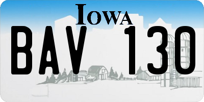 IA license plate BAV130