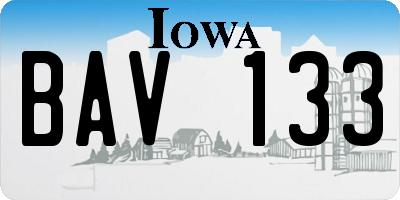 IA license plate BAV133