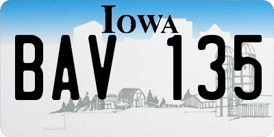 IA license plate BAV135