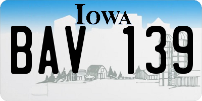 IA license plate BAV139