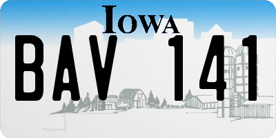 IA license plate BAV141