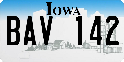 IA license plate BAV142