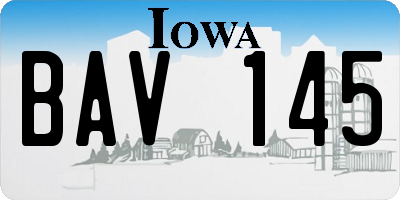 IA license plate BAV145