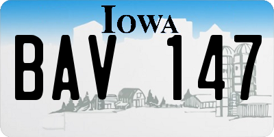 IA license plate BAV147