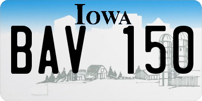 IA license plate BAV150