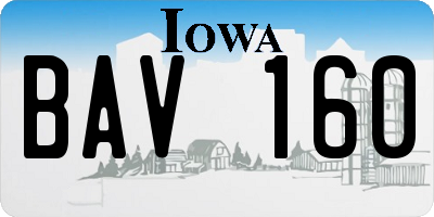 IA license plate BAV160