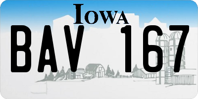 IA license plate BAV167