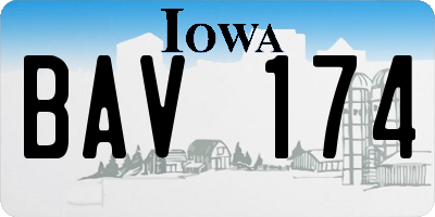 IA license plate BAV174
