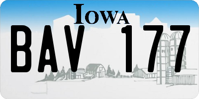 IA license plate BAV177