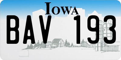 IA license plate BAV193