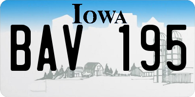 IA license plate BAV195