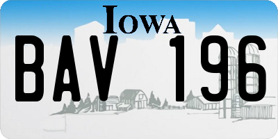 IA license plate BAV196