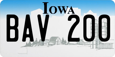 IA license plate BAV200