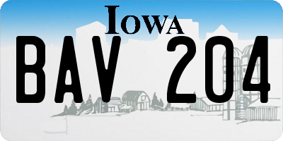 IA license plate BAV204