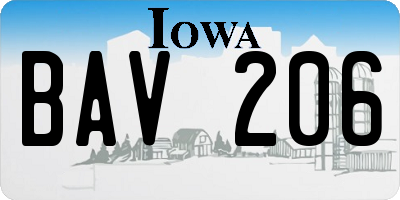 IA license plate BAV206