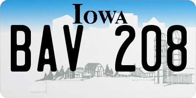 IA license plate BAV208