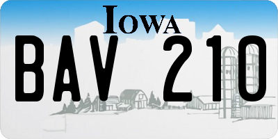 IA license plate BAV210