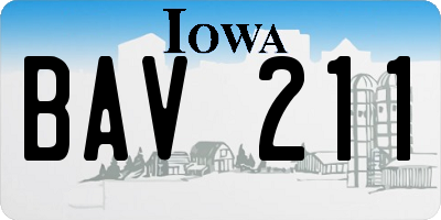 IA license plate BAV211