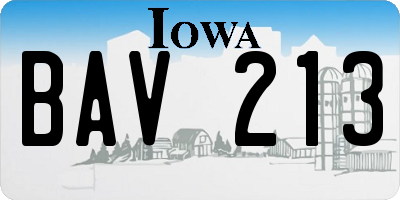 IA license plate BAV213
