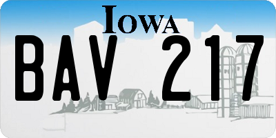 IA license plate BAV217