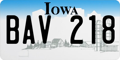 IA license plate BAV218