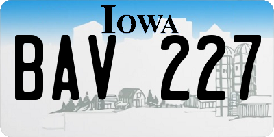 IA license plate BAV227
