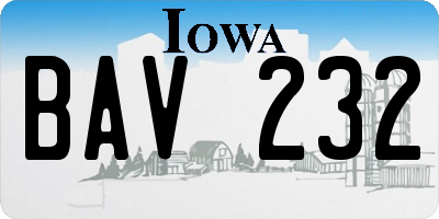 IA license plate BAV232