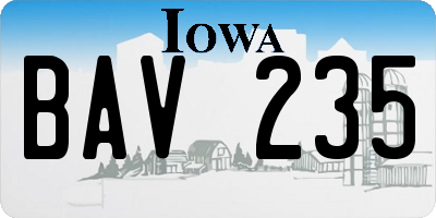 IA license plate BAV235