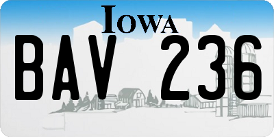 IA license plate BAV236