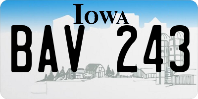 IA license plate BAV243