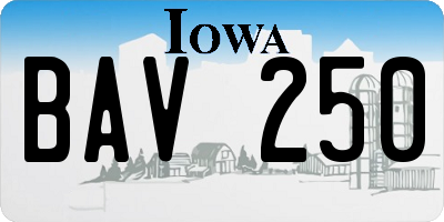IA license plate BAV250