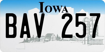 IA license plate BAV257