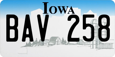 IA license plate BAV258
