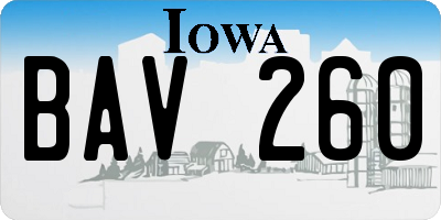 IA license plate BAV260