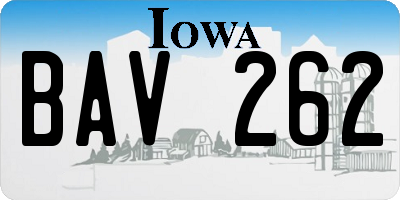 IA license plate BAV262