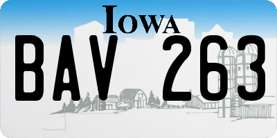 IA license plate BAV263