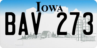 IA license plate BAV273