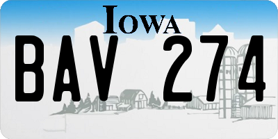 IA license plate BAV274