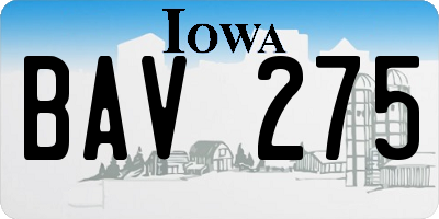 IA license plate BAV275