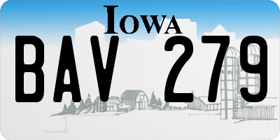 IA license plate BAV279