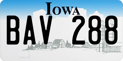 IA license plate BAV288