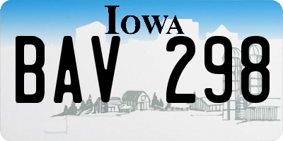 IA license plate BAV298