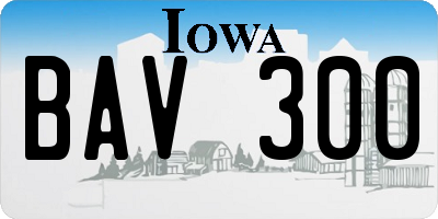 IA license plate BAV300