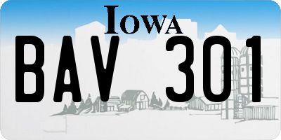 IA license plate BAV301