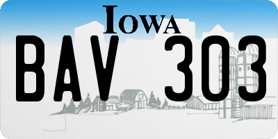 IA license plate BAV303
