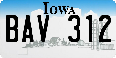 IA license plate BAV312