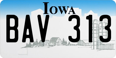 IA license plate BAV313