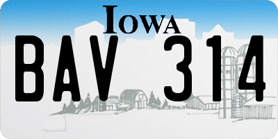 IA license plate BAV314